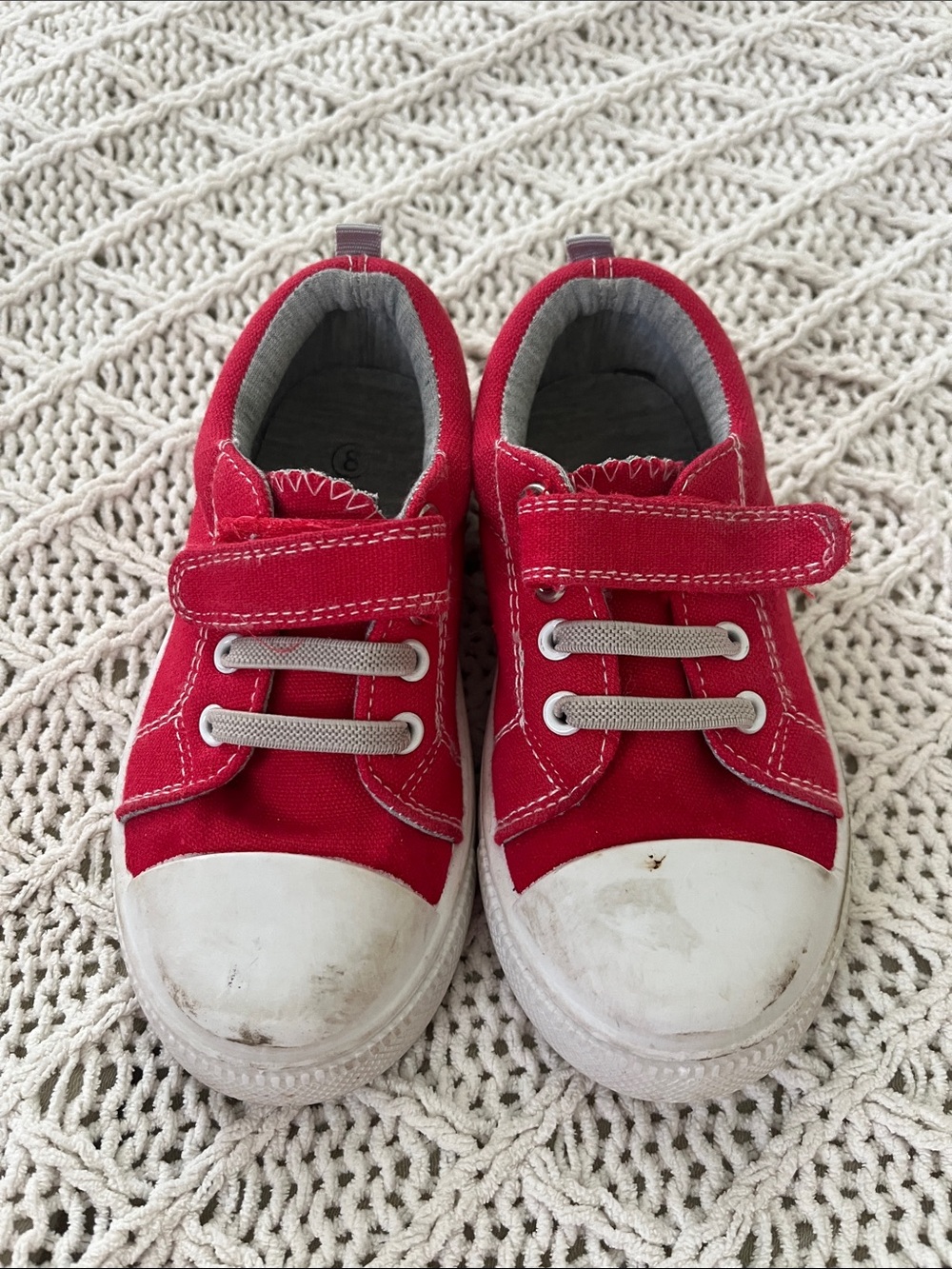 Source Unknown Red Canvas Kids Sneakers with Velcro